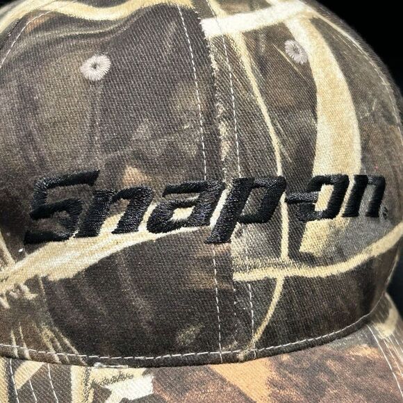 Snap On Camo Hat Unisex Brown Snap Back Embroidered k Products Adjustable - Picture 2 of 7